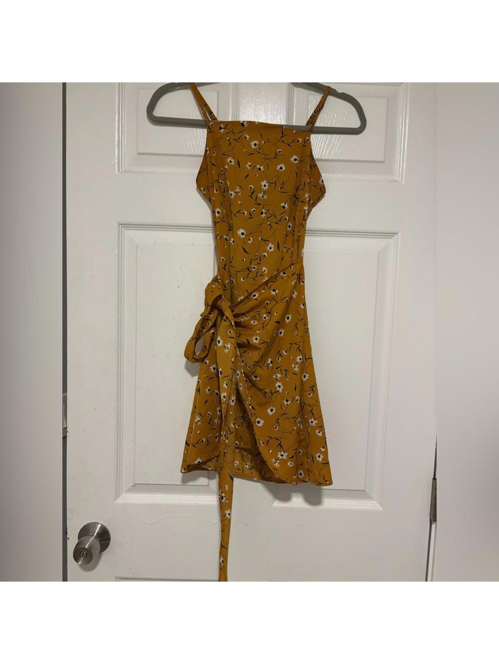 Floral Mustard Wrap Dress